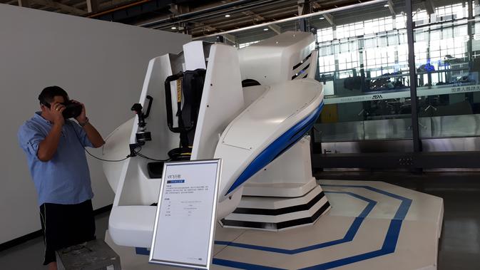 Robot flight simulator di kantor HRG, Harbin, China. (Liputan6.com/Tanti Yulianingsih)
