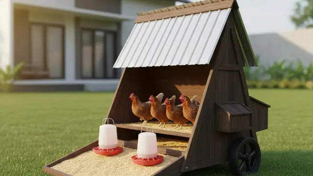 Model Kandang Ayam untuk 5 Ekor di Rumah Kecil. AI