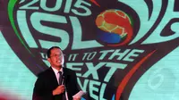 CEO PT Liga Indonesia, Joko Driyono memberikan sambutan saat peresmian gelaran ISL 2015 di Lounge VVIP Barat Stadion GBK Jakarta, Sabtu (14/2/2015). (Liputan6.com/Helmi Fithriansyah)