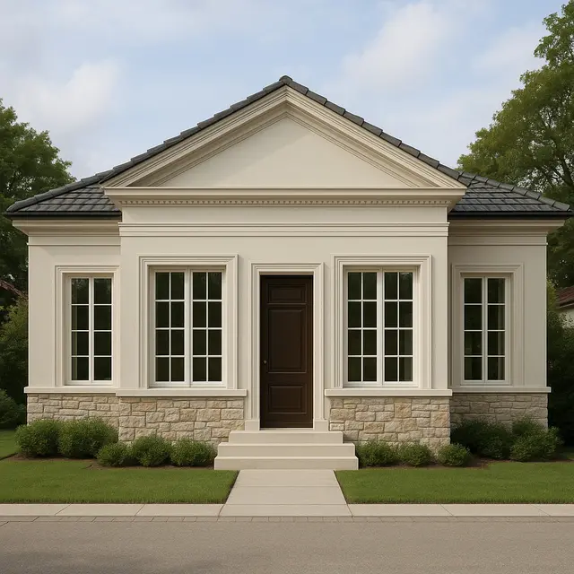 Model Rumah Minimalis 1 Lantai Gaya Eropa Klasik (Image by ChatGPT)