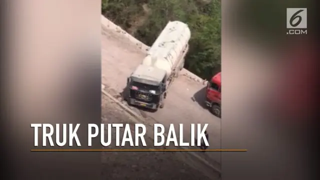 Video pengemudi truk putar balik di jalan gunung yang curam dan sempit di China jadi viral