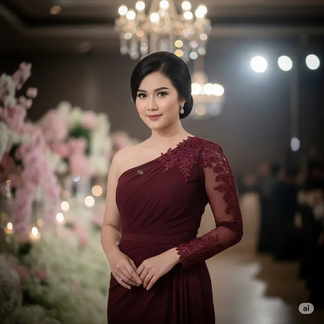 Lengan Panjang Renda Semi-Transparan