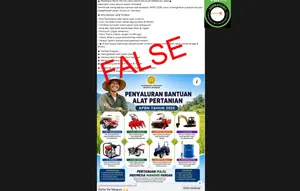 Cek Fakta: Tidak Benar Link Pendaftaran Bantuan Alat Pertanian 2026 Via Telegram
