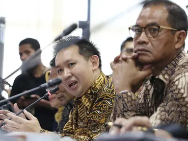 Direktur Lippo Cikarang Ju Kian Salim saat dialog dengan Ombudsman RI di Jakarta, Jumat (8/9). Dalam dialog tersebut membahas pembangunan mega proyek Kota Meikarta. (Liputan6.com/Angga Yuniar)