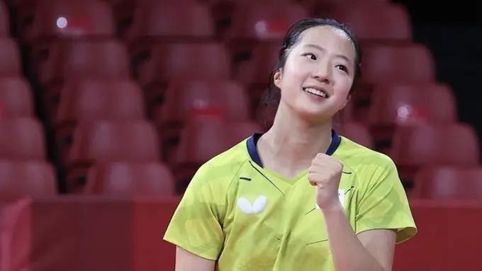 Shin Yu bin atlet Olimpiade tenis meja dari Korea Selatan dapat semangat dari V BTS/dok. Instagram Shin Yu bin
