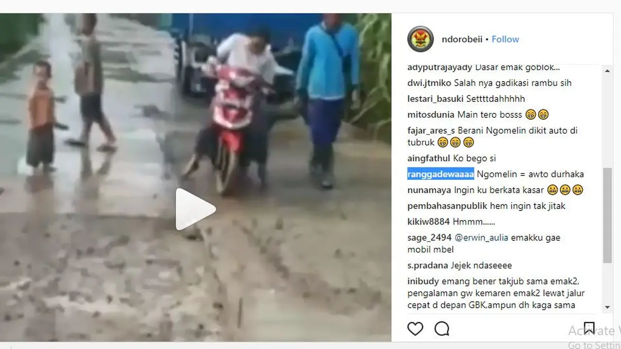 Emak-Emak Pakai Matik, Jalanan Lagi Dicor Dilibas Juga (foto:instagram)