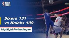 Joel Embiid mencetak 24 poin dengan 10 rebound dan Ben Simmons menambahkan triple-double (13 poin, 11 rebound, 10 assist) saat Sixers mengalahkan Knicks, 131-109.