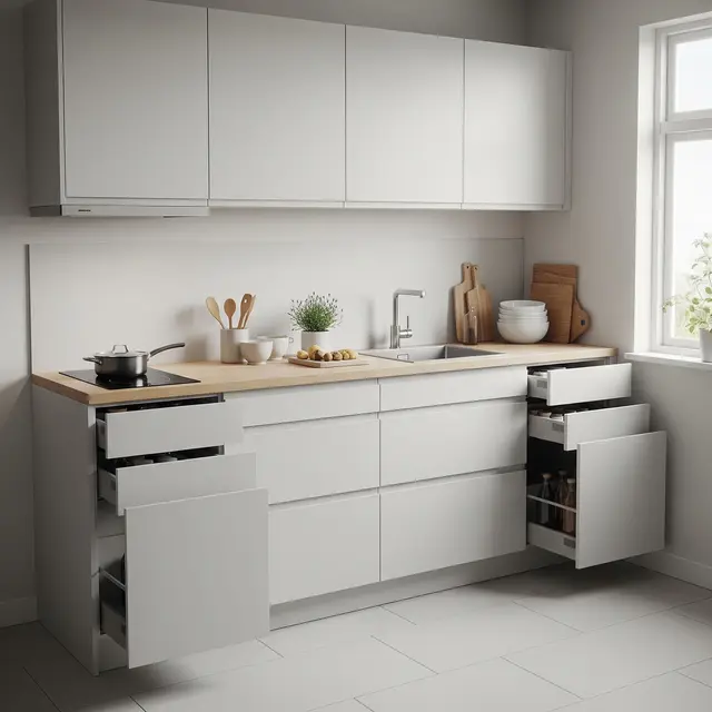 Ide Dapur Minimalis 3x2 dengan Banyak Tempat Penyimpanan (AI Generated)