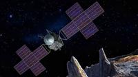 Konsep seniman tentang pesawat ruang angkasa Psyche. (Doc: axar/ASU/P.Rubin/NASA/JPL-Caltech)