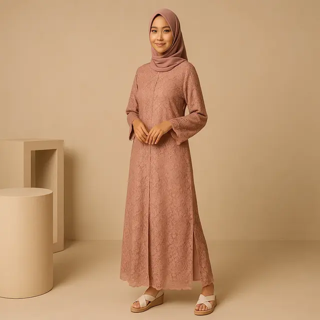 Rekomendasi Gamis Brokat Belah Samping yang Sedang Tren di 2025/Ilustrasi gambar oleh AI