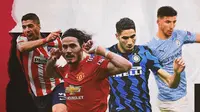 Luis Suarez, Edinson Cavani, Achraf Hakimi dan Ruben Dias. (Bola.com/Dody Iryawan)