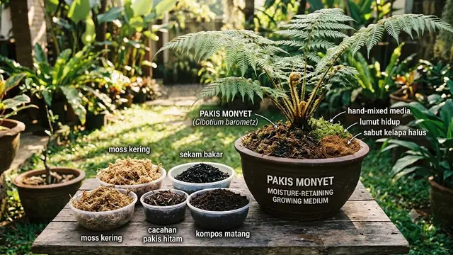 Cara Menanam Pakis Monyet di Lokasi Panas
