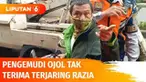 Seorang pengemudi ojek online marah ketika terjaring razia. Cekcok sempat terjadi lantaran sang pengemudi menantang petugas Dinas Perhubungan. Pengemudi berdalih parkir di bahu jalan sebentar untuk mengantar pesanan customer.