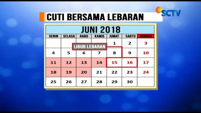 Pemerintah akhirnya tegas menetapkan cuti bersama Lebaran tahun 2018 selama tujuh hari. Dengan demikian, libur Lebaran akan berlangsung selama 10 hari, yakni 11-20 Juni 2018.
