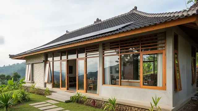 Model Rumah Tropis di Lereng Gunung/ Ilustrasi AI