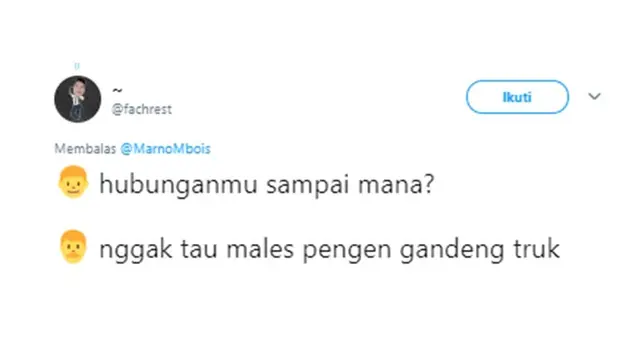Cuitan kocak (Sumber: Twitter/@fachrest)