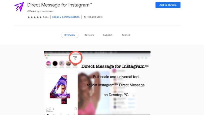 Direct Message for Instagram (sumber: chrome.google.com)
