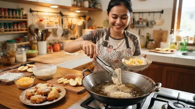 Cara Membuat Apel Keju Goreng (AI Generated)