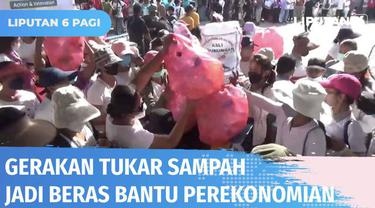 Ratusan warga yang didominasi emak-emak sengaja datang ke Pantai Jerman, Bali, untuk menukarkan sampah plastik dengan beras. Pemerintah Pusat mendukung gerakan ini, apalagi Bali akan menjadi tuan rumah KTT G-20, November mendatang.