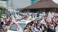 Prabowo Subianto tiba di Lampung. Foto (Istimewa)