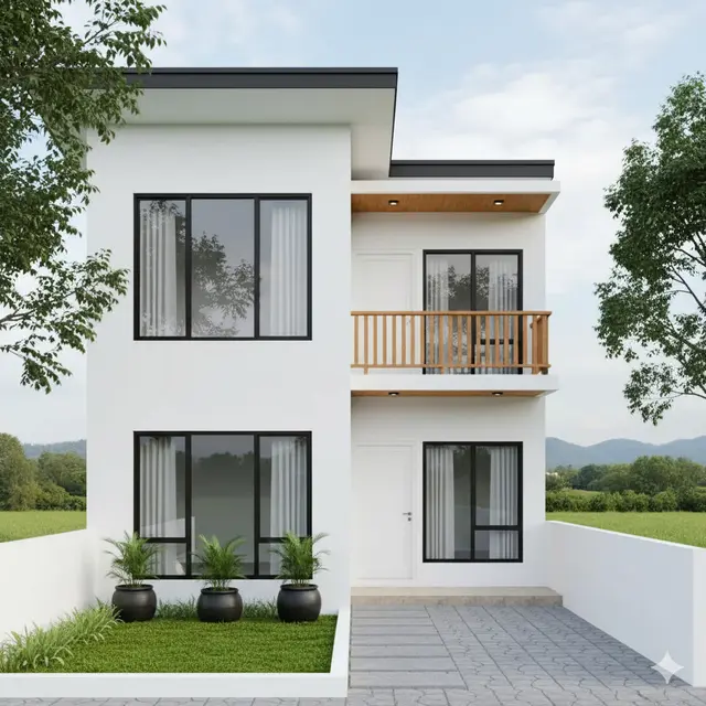Model Rumah Ukuran Kecil di Lokasi Pedesaan yang Nyaman. Gemini