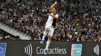 Cristiano Ronaldo mencetak gol ke gawang Tottenham Hotspur pada laga ICC 2019. (International Champions Cup/Thananuwat Srirasant)