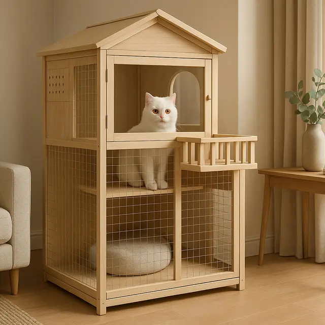 Inspirasi Desain Kandang Kucing Indoor Tingkat yang Unik/via GPT