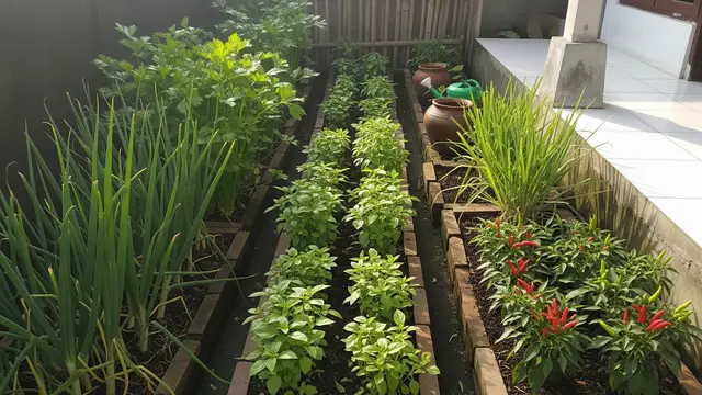 Inspirasi Kebun Sayur IRT Padat Panen untuk Rumah Tipe Sederhana (AI)