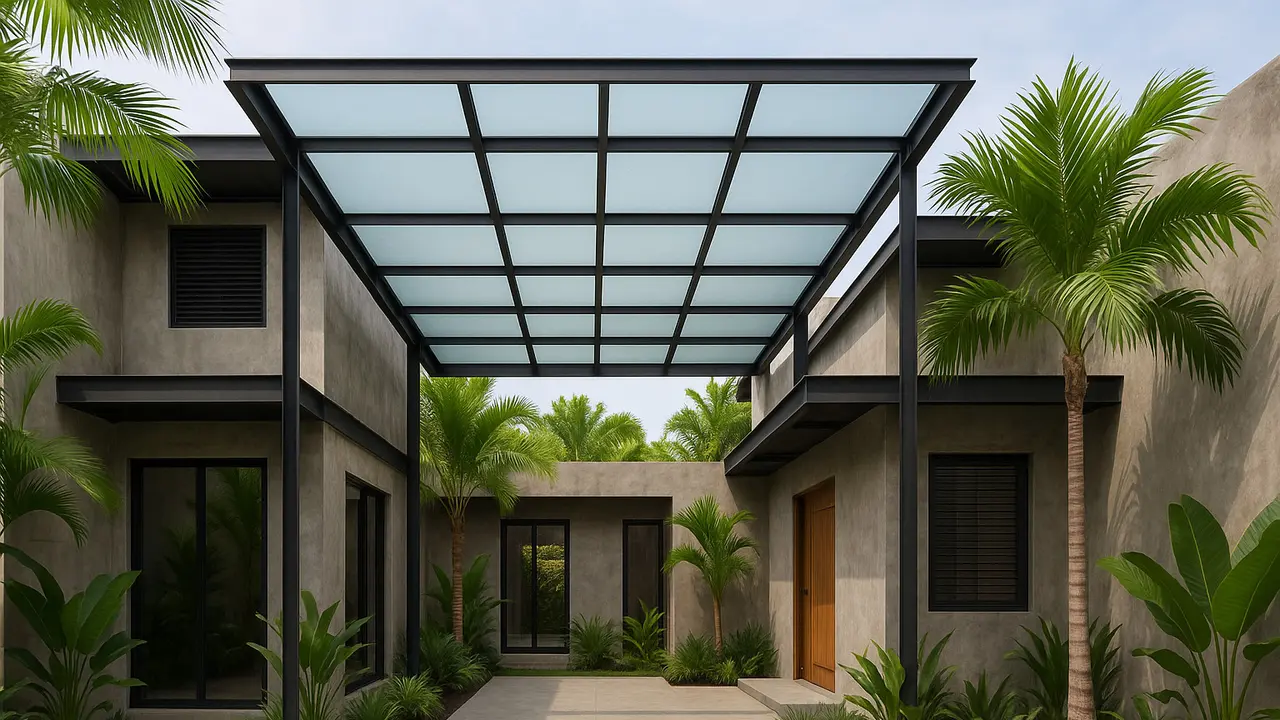 Rumah Tropis Modern dengan Kanopi Kaca (Foto: ChatGPT)