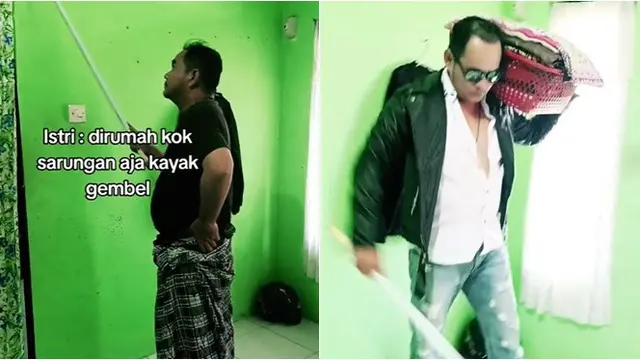 6 Potret Pria Ikut Tren 'Kenapa di Rumah Sarungan Mulu', Versi Bapak-Bapak Kocak