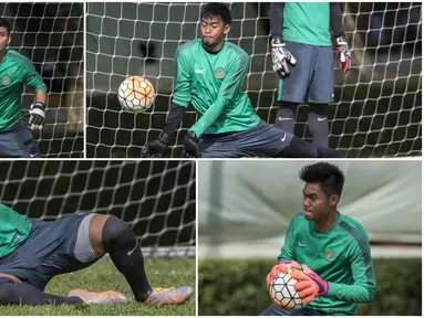 Berikut ini empat kiper muda yang bersaing untuk berebut posisi di Timnas Indonesia U-22. Kurniawan Kartika Ajie menjadi kandidat terdepan. (Bola.com/Vitalis Yogi Trisna)