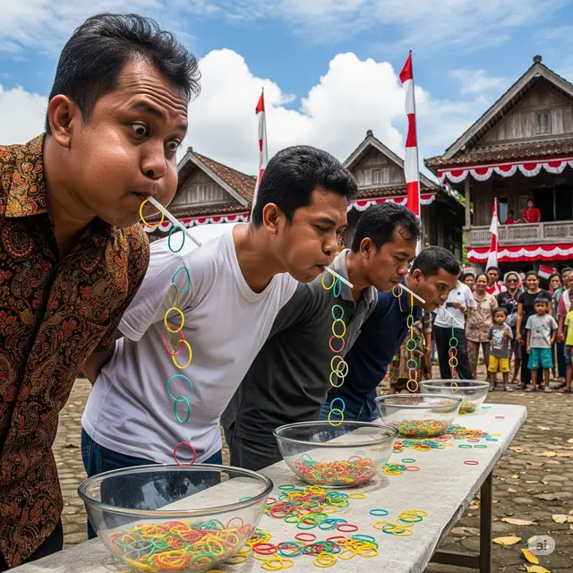 Lomba Pindah Karet Pakai Sedotan