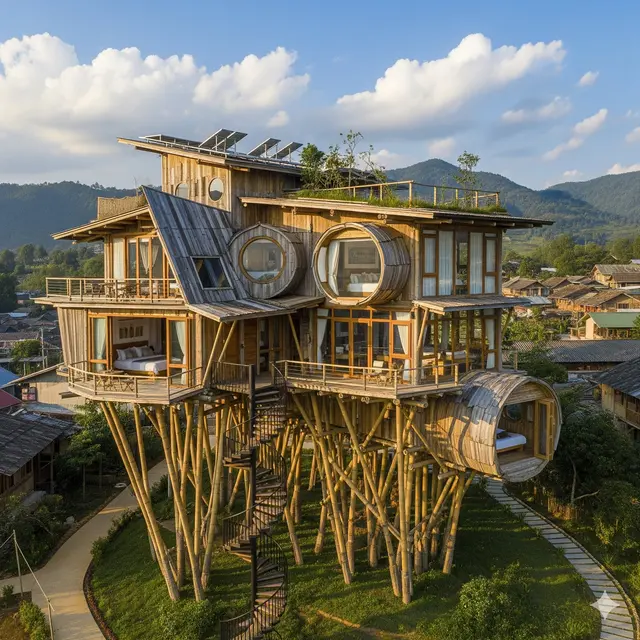 Rumah Panggung dengan Desain Asimetris