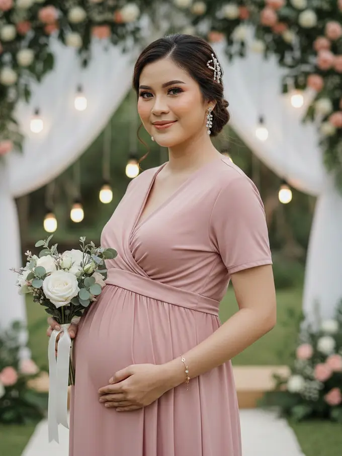 Model baju bridesmaid bumil 2026 (Foto: Gemini AI)