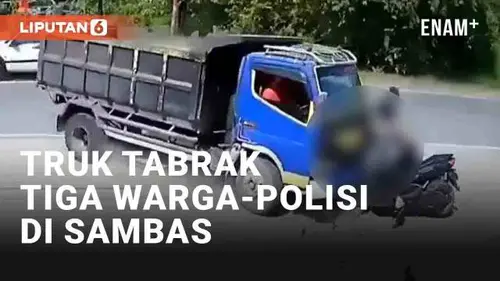 VIDEO: Detik-Detik Truk di Sambas Tabrak Dua Warga dan Satu Polisi Bermotor