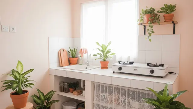 Dapur Minimalis Tanpa Kitchen Set Bergaya Feminin