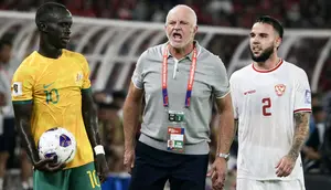 Keputusan Graham Arnold sebenar tidak mengejutkan. Sebab, setelah kegagalan di Piala Asia 2023 dan hasil buruk pada dua laga awal putaran ketiga Kualifikasi Piala Dunia 2026, dia mendapat banyak tekanan. (AFP/Aditya Aji)