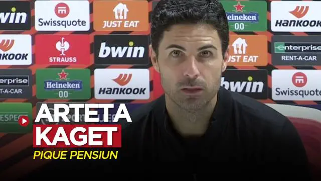 VIDEO: Reaksi Kaget Pelatih Arsenal, Mikel Arteta Dengar Gerard Pique Pensiun