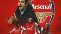 Arsenal - Mikel Arteta, Nicolas Pepe, Pierre-Emerick Aubameyang, Alexandre Lacazette (Bola.com/Adreanus Titus)