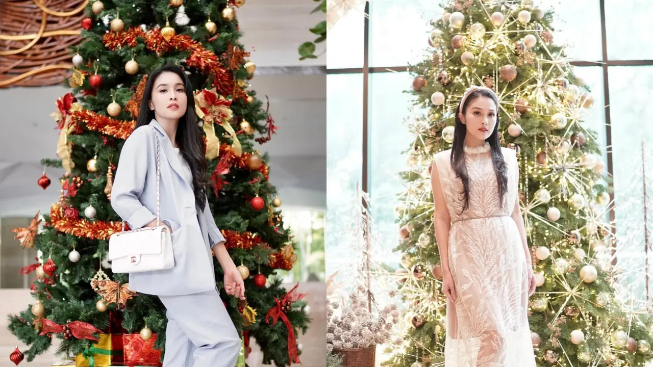 6 Tampilan Pohon Natal Megah Sandra Dewi yang Jadi Spot OOTD Favorit
