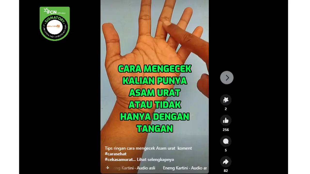 Tangkapan layar  video tips ringan mengecek asam urat hanya dengan tangan