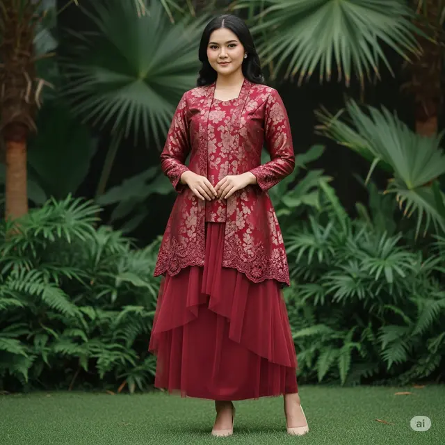 Tunik Brokat dan Rok Tile Layer