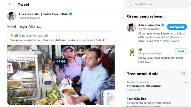 Gubernur DKI Jakarta Anies Baswedan merespons meme gambar dirinya