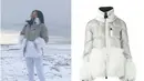 Syahrini terlihat mengenakan mantel bulu merek Moncler. Mantel warna abu-abu ini berharga Rp 26 juta. (Foto: instagram.com/fashionsyahrini)