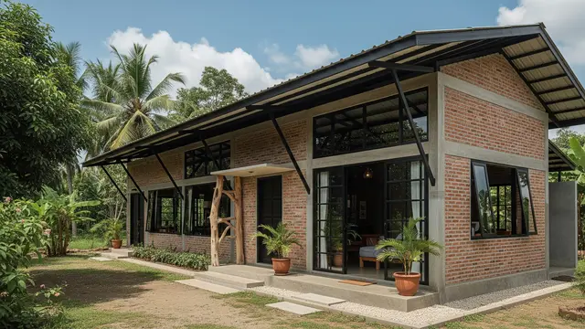 Rumah Bata Ekspos yang Adem untuk di Desa/Gemini AI