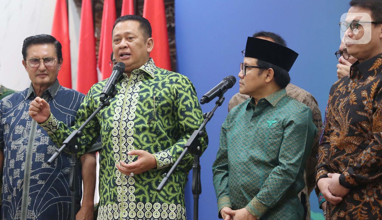 Selain bersilaturahmi, pimpinan MPR RI juga ingin mendengar masukan dari Ketua Umum PKB Muhaimin Iskandar alias Cak Imin terkait sejumlah isu kebangsaan. (Liputan6.com/Angga Yuniar)