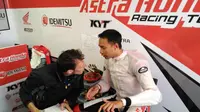 Pebalap Astra Honda Racing Team, Dimas Ekky Pratama, akan start dari posisi ketiga pada seri pertama CEV Moto2 European Championship di Sirkuit Albacete, Spanyol, Minggu (30/4/2017). (Astra Honda Racing Team)