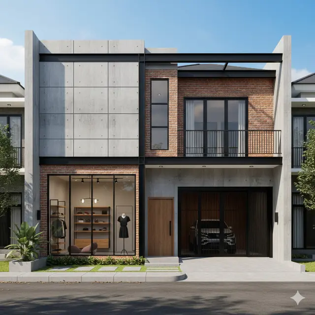 7 Model Rumah Minimalis Depan Ada Garasi dan Ruang Dagang, Solusi Hunian Fungsional dan Estetis di Lahan Terbatas