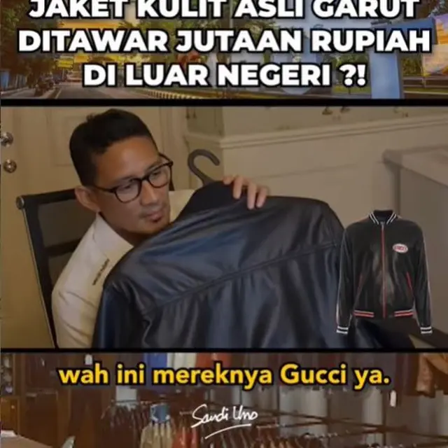 Sandiaga Uno Pakai Jaket Buatan Garut di Eropa, Disangka Produksi Merek Terkenal