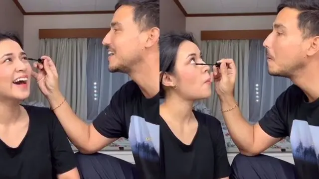 Isi Waktu Luang di Rumah, Ini 6 Aksi Kocak Hamish Daud Jadi Makeup Artis Raisa